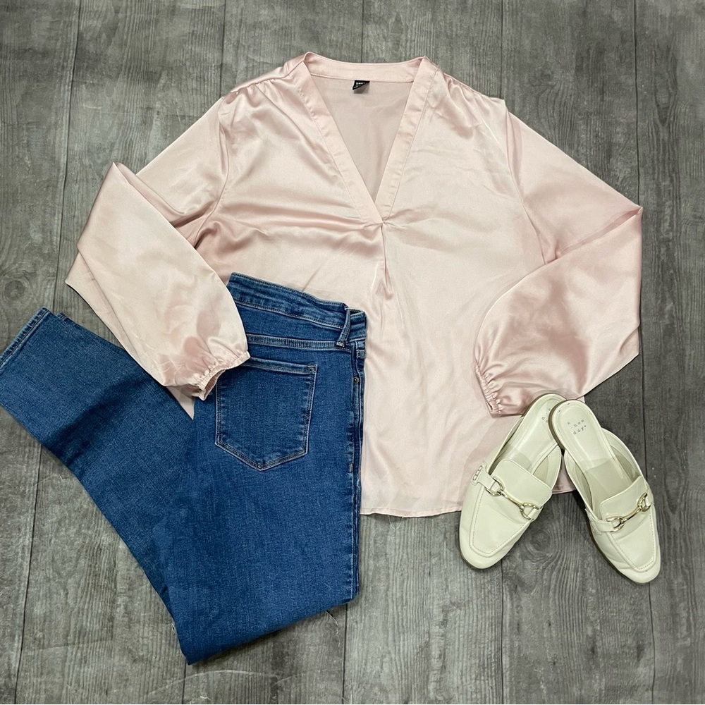 Shein Pink V-neck Blouse